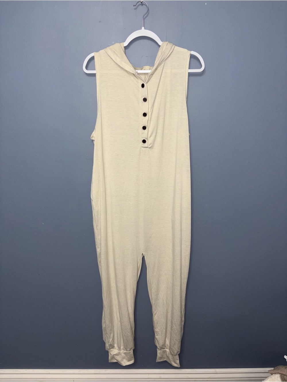 Cream Hooded Jumpsuit